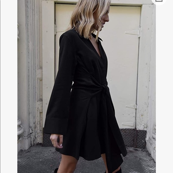 Lisadnyc The Drop Ladies Black Asymmetrical Tie Up Dress Small S - Picture 3 of 7